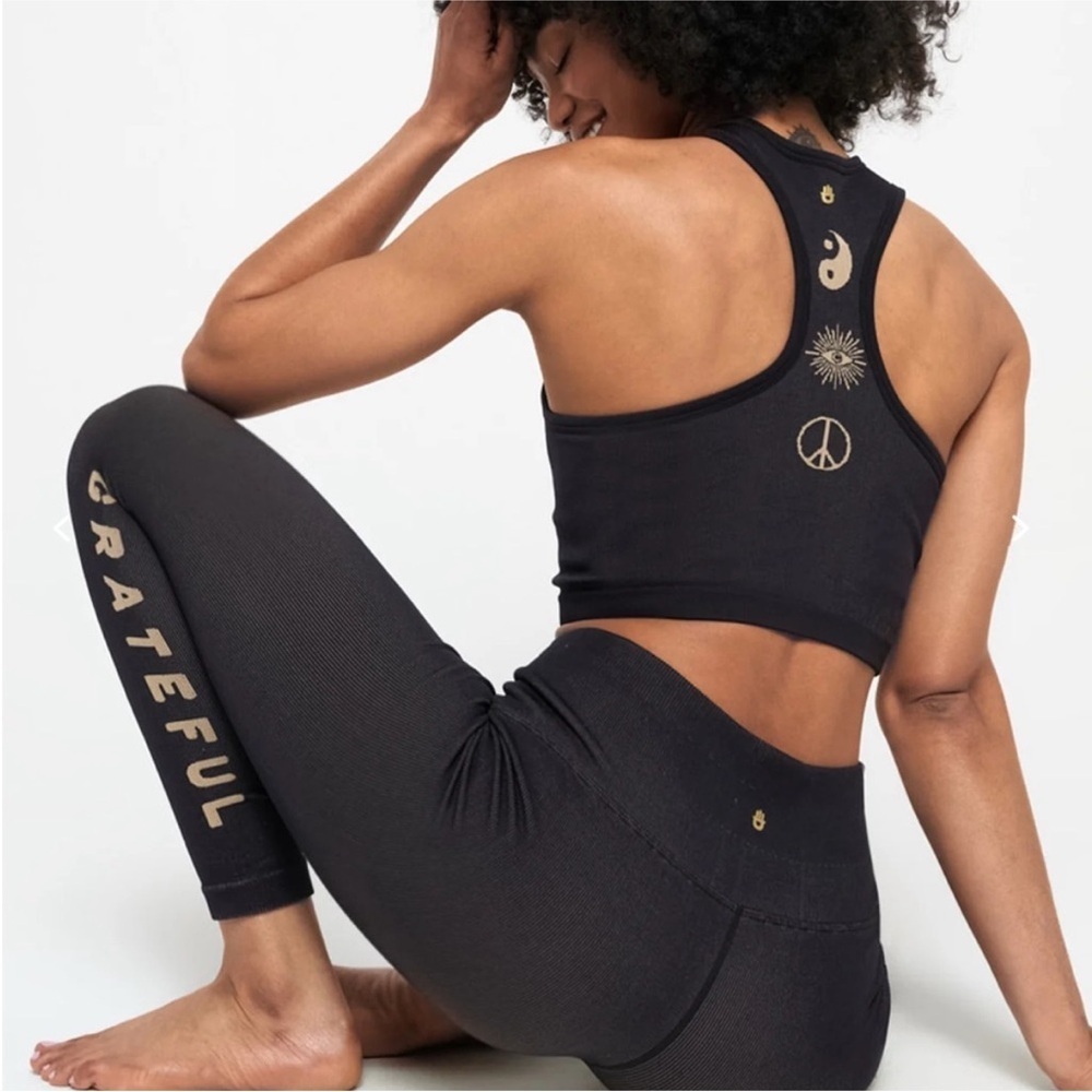 NWT Spiritual Gangster Icon Jacquard Top Black and Gold